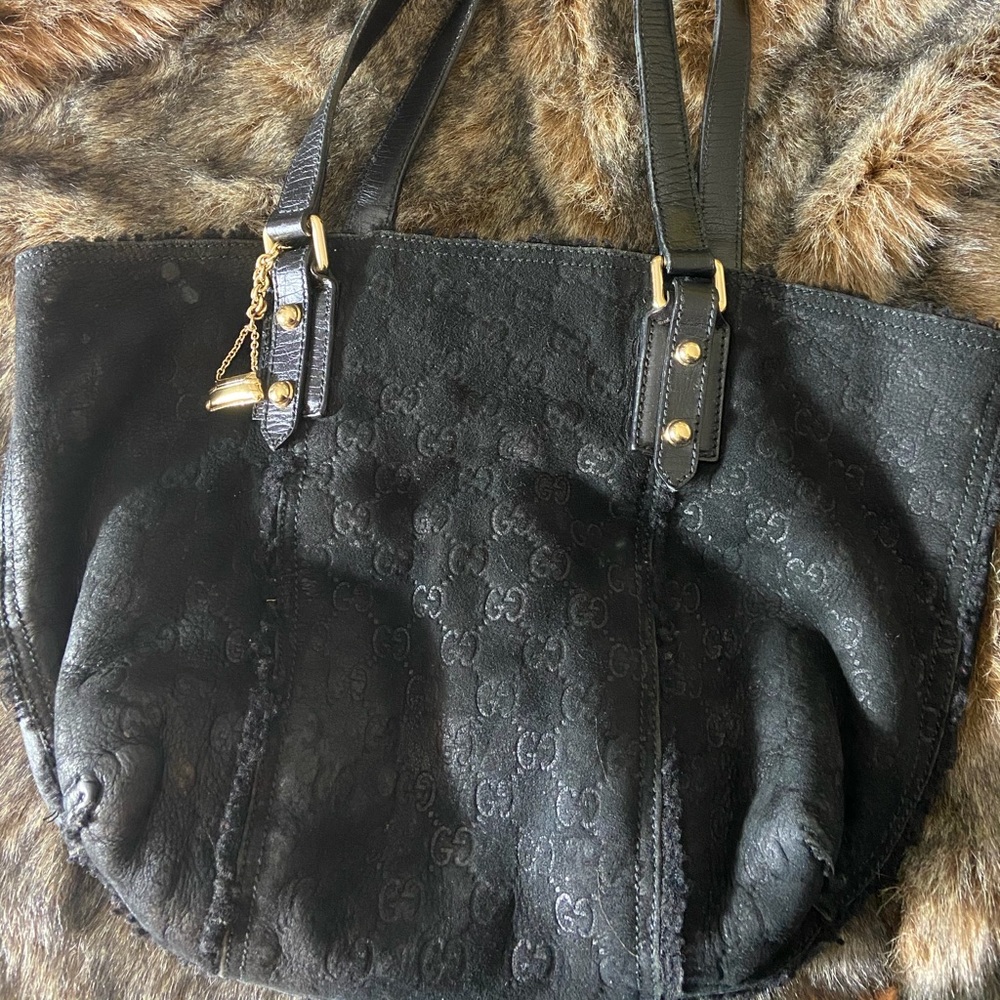 Authentic Shearling Gucci Tote Bag